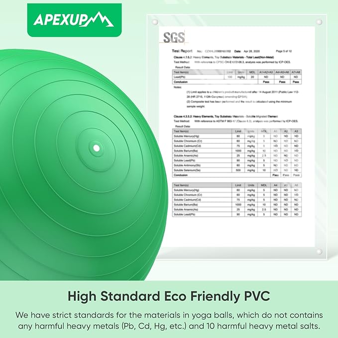 APEXUP Yoga & Pilates Ball - Anti Slip Heavy Duty Gym Ball for Fitness, Balance & Core Workout