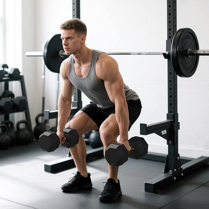 Rubber Coated Hex Dumbbell Weight Set, Multiple Sizes Exercise & Fitness Dumbbells,100LB Set,110LB Set,200LB,350LB,450LB,550LB, 35-50Lbs Pairs for Muscle Toning, Strength Building & Full Body Workout