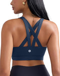 RUNNING GIRL Sports Bra for Women, Criss-Cross Back Padded Strappy Sports Bras Medium Support Yoga Bra with Removable Cups