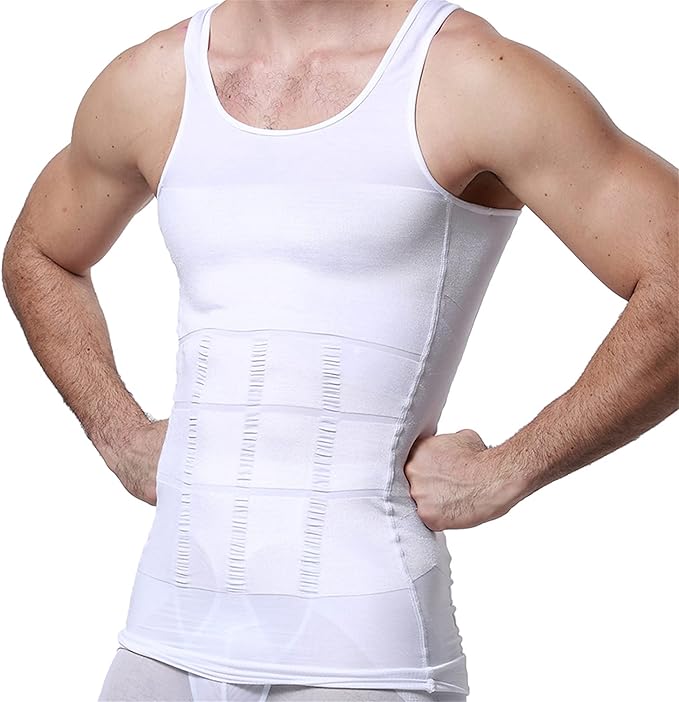 GKVK Mens Slimming Body Shaper Vest Shirt Abs Abdomen Slim