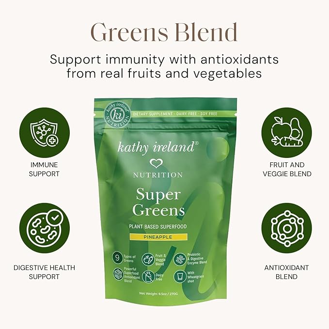 Plant Based Super Greens Powder Mix, Pineapple, 9.5oz