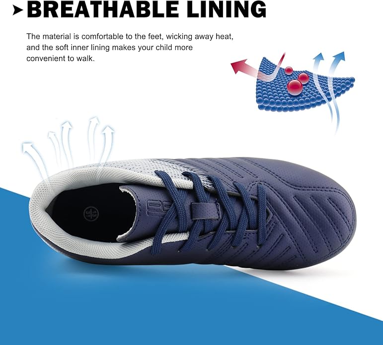 brooman Kids Soccer Cleats Boys Girls Athletic Outdoor Football Shoes