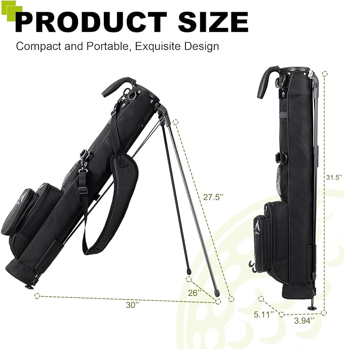 Golf Lightweight Stand Carry Bag– Easy to Carry and Durable Pitch n Putt Golf Bag for The Driving Range, Par 3 and Executive Courses–31.5 inches Tall