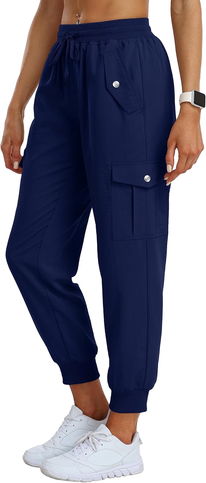 MoFiz Women's Outdoor Cargo Pants Lightweight Joggers Elastic Waist Athletic Hiking Sweatpants Casual Travel Pant with Pocket