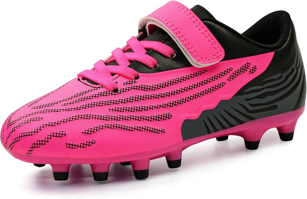 brooman Kids Firm Ground Soccer Cleats Boys Girls Athletic Football Shoes