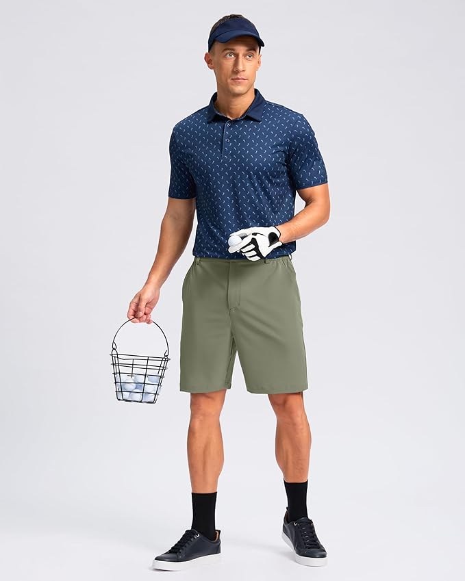 Pudolla Men's Casual Shorts 7"/9" Lightweight Golf Shorts with 3 Pockets Stretch Quick Dry Comfy Work Shorts