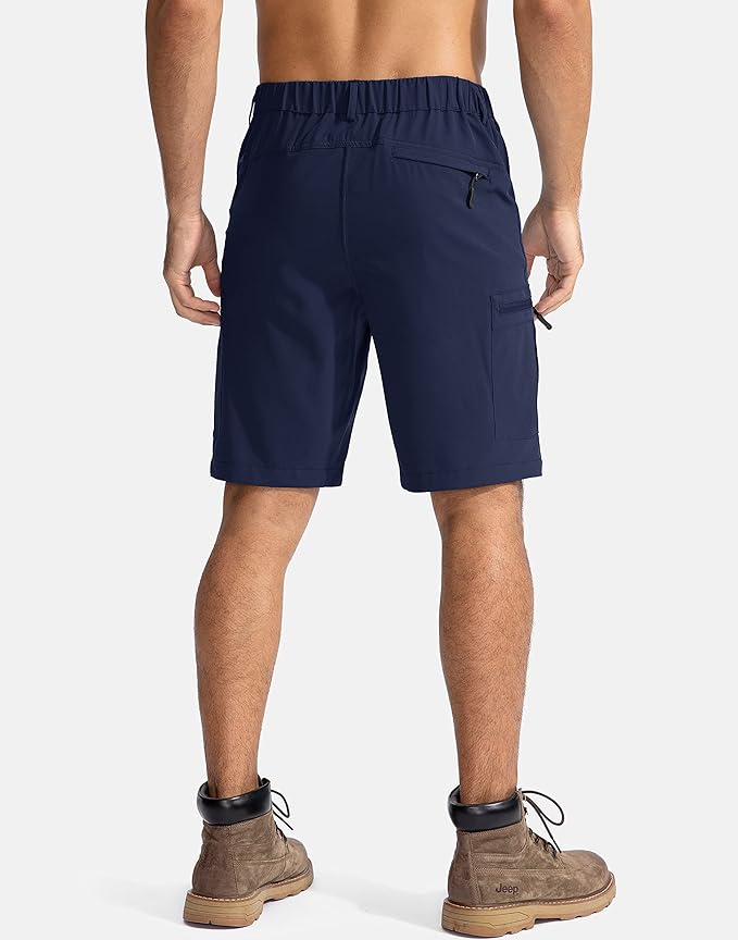 Pudolla Men's Hiking Cargo Shorts 9" Lightweight Outdoor Work Shorts for Men Travel Golf Camping Casual with 5 Zipper Pockets