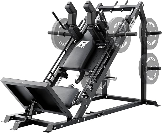RitFit Gazelle Pro 3 in 1 Leg Press and Hack Squat Machine - High-Tensile Steel Leg Press Machine, 2000 lbs Capacity, Adjustable Angles, Hack Squat Machine with Weight Storage
