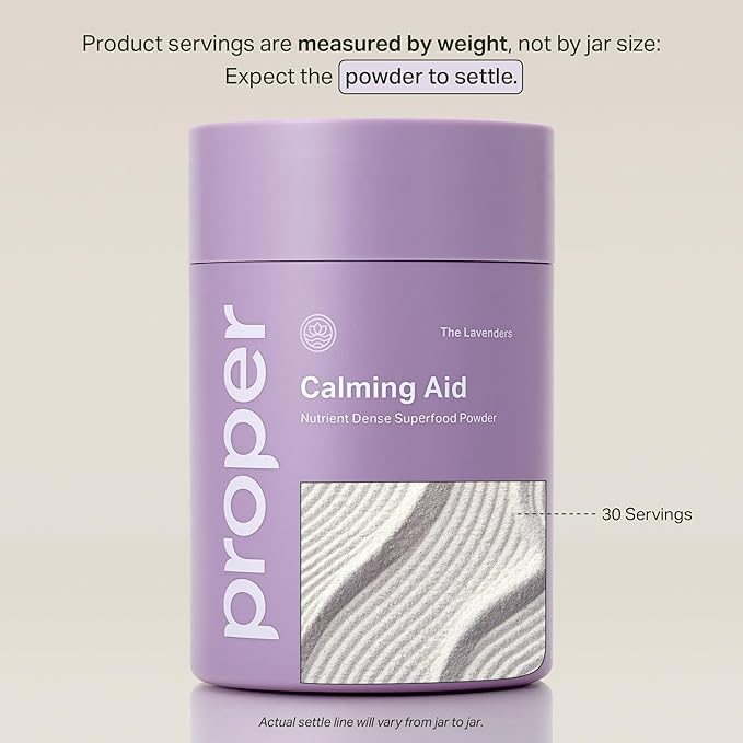 Proper, The Lavenders Calming Aid. Magnesium Supplement Relaxation Drink Mix with GABA, L-Theanine, Lavender, Lemon Balm, and Ashwagandha. Natural Calm Stress Support Supplements