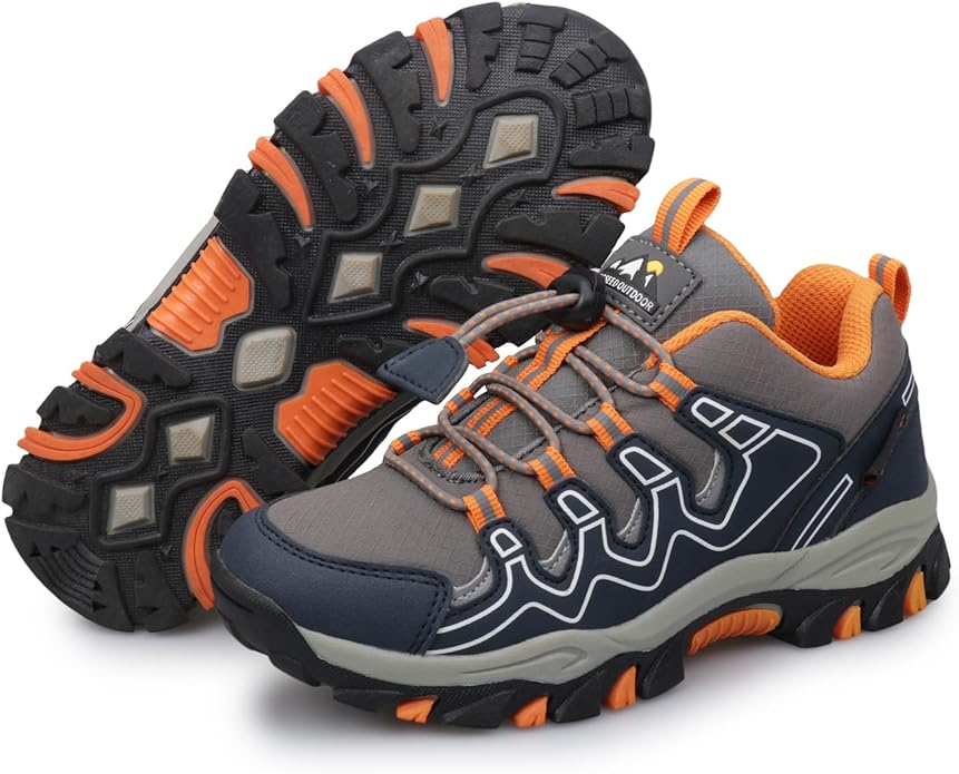 Boys Girls Hiking Trail Shoes Waterproof Slip Resistant Outdoor Trekking Walking Running Sneakers(Little/Big Kids)