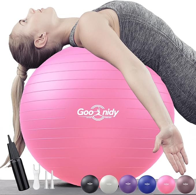Soft Exercise ball, Anti-Burst Yoga Ball Chair Supports 2200lbs, Workout Equipment w/ Pump for Women Pregnancy, Medicine, Birthing, Physical Therapy, Stability, Excersing, Birth, Swiss, Fitness, Gym