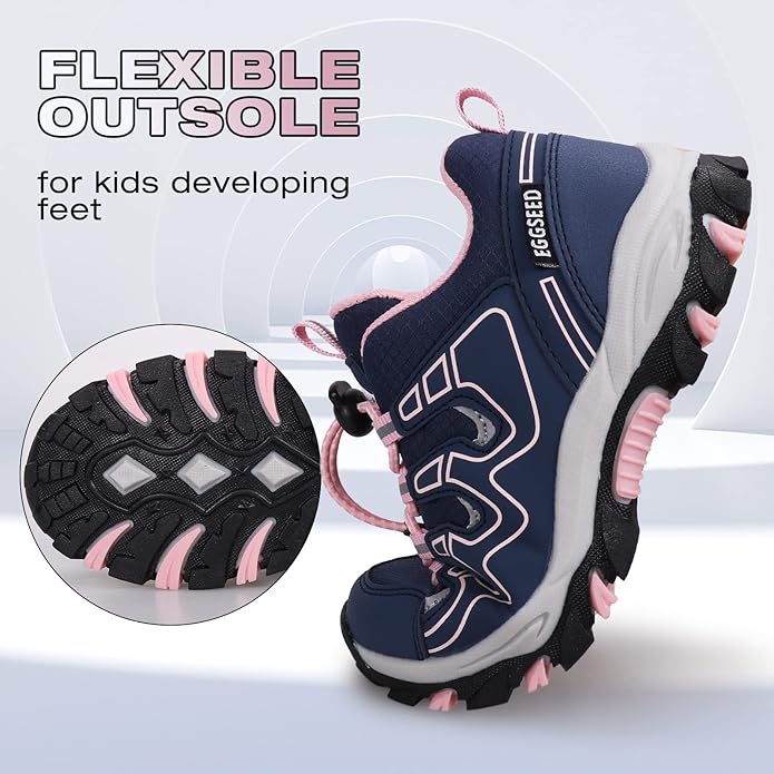Boys Girls Hiking Trail Shoes Waterproof Slip Resistant Outdoor Trekking Walking Running Sneakers(Little/Big Kids)