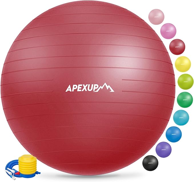 APEXUP Yoga & Pilates Ball - Anti Slip Heavy Duty Gym Ball for Fitness, Balance & Core Workout