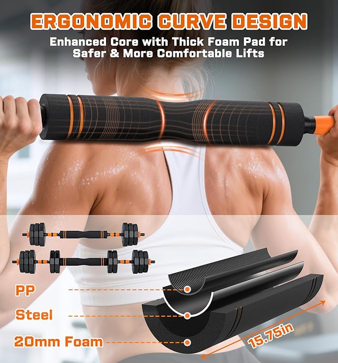 5-in-1 Adjustable Dumbbell Set, 33/44/66/88lbs Free Weights Set with Connector, Used as Kettlebells, Barbell, Push up Stand, Standard 1" Plates, Fitness Exercises for Home Gym Suitable Women/Men