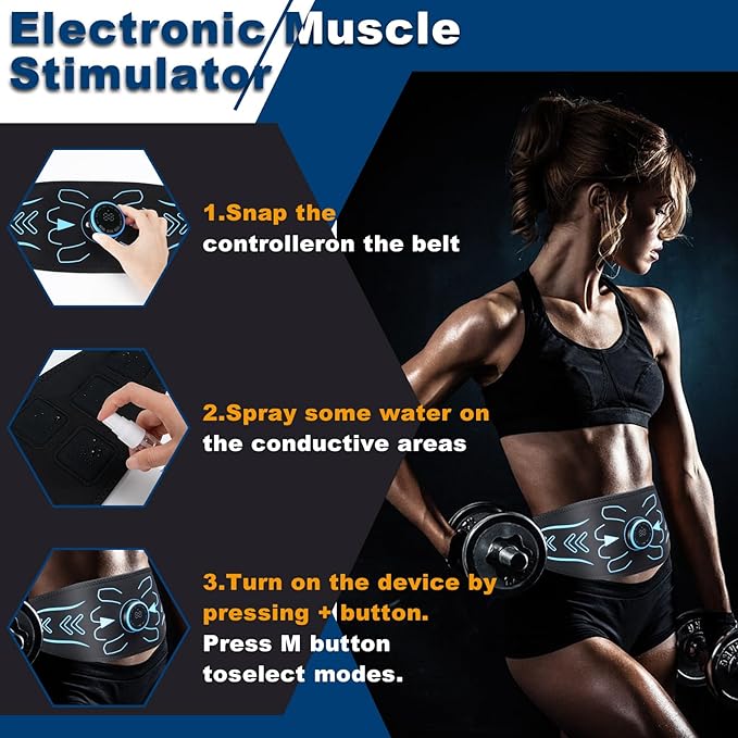 Electronic Muscle Stimulator - Fitness Training Equipment for Men & Women, 8 Modes Electronic Abdominal Stimulator for Full Body Workout, Fitness Equipment for Strength Training, Toning, Recovery