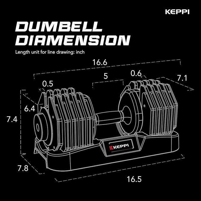 Keppi Adjustable Dumbbells Set-25lb/40lb/55lb/60lb, Anti-Slip Metal Fast Adjust Weight Handle, Exercise & Fitness for Full Body Workout - Adjustable Dumbbell Series
