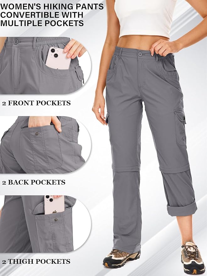 Women's Hiking Pants Convertible Quick Dry Lightweight Zip Off Fishing Travel Safari Pants