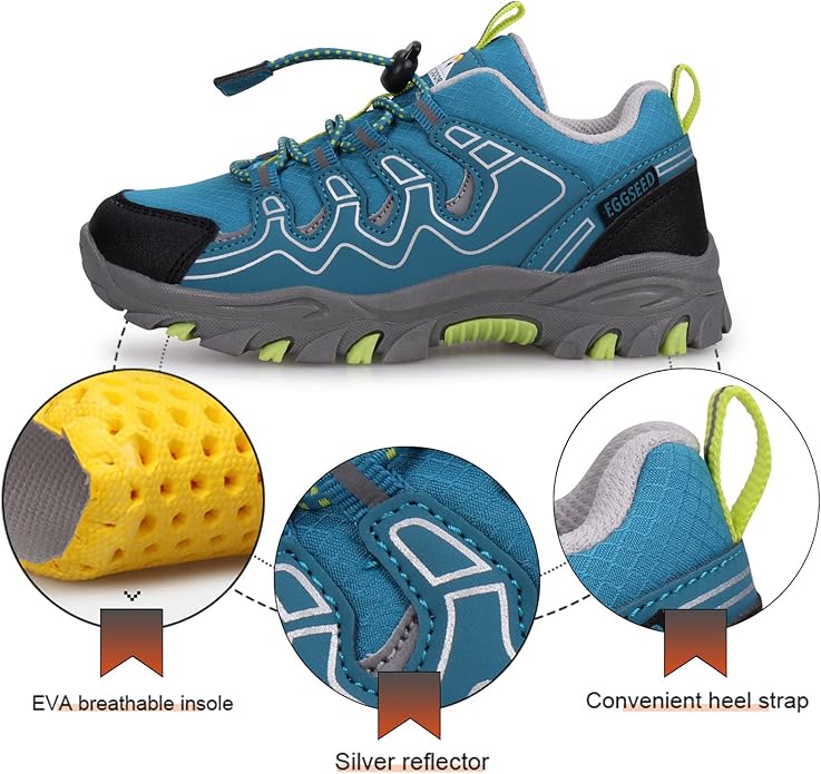 Boys Girls Hiking Trail Shoes Waterproof Slip Resistant Outdoor Trekking Walking Running Sneakers(Little/Big Kids)