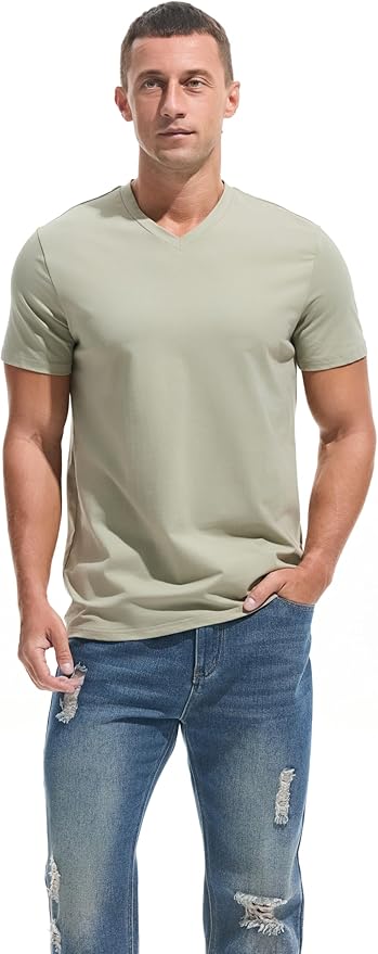 VEIISAR Premium V Neck T Shirts for Men - Modern Fitted Tees Vneck Undershirts
