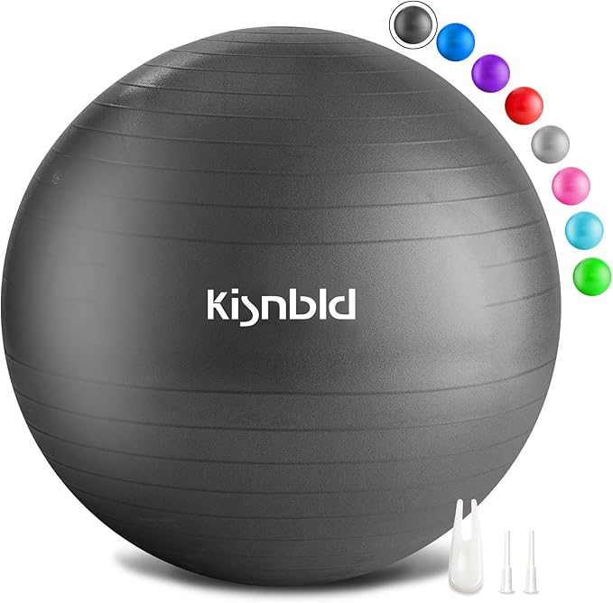 Exercise Ball, Extra Thick Yoga Ball for Workout Pregnancy Stability, 4 Sizes Anti-Burst Balance Ball with Foot Pump - Heavy Duty Fitness Ball Chair for Office, Home & Gym