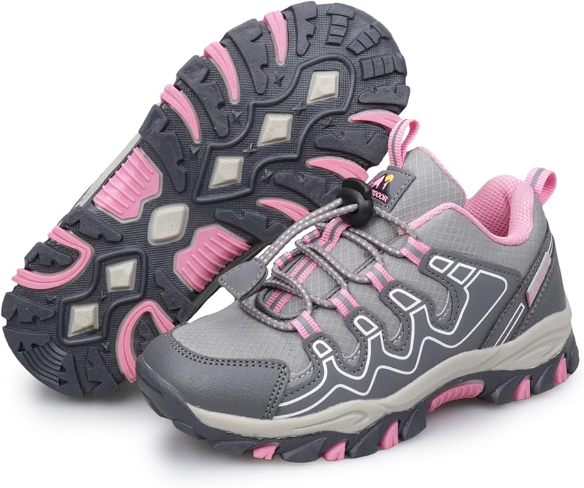 Boys Girls Hiking Trail Shoes Waterproof Slip Resistant Outdoor Trekking Walking Running Sneakers(Little/Big Kids)