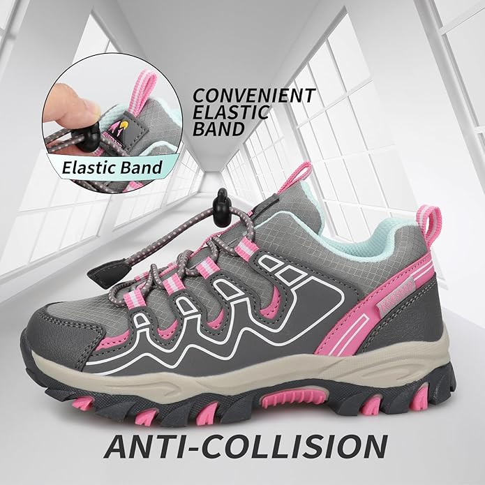 Kids Boys Running Shoes Waterproof Non-Slip Breathable Low-Top Outdoor Hiking Walking Sneakers (Little/Big Kids)