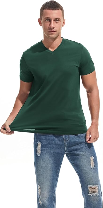 VEIISAR Premium V Neck T Shirts for Men - Modern Fitted Tees Vneck Undershirts