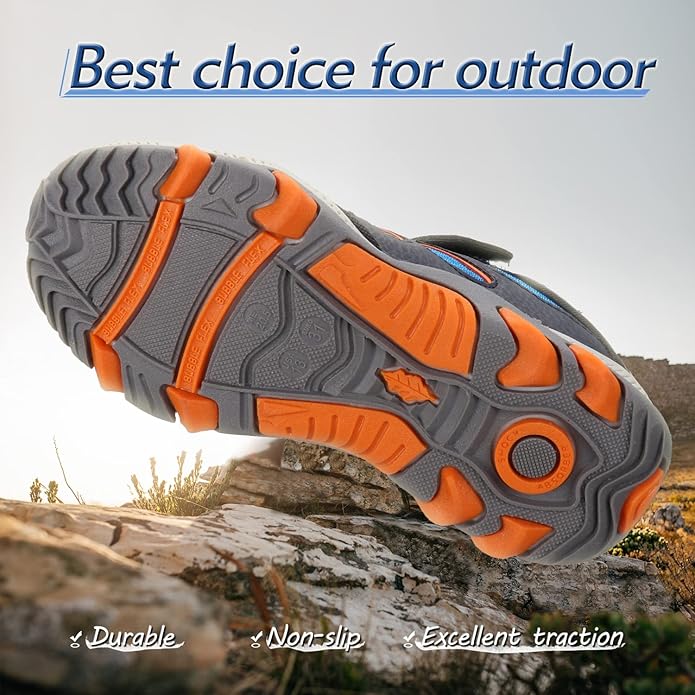 Boys Hiking Shoes Kids Sneakers Outdoor Waterproof Athletic Running Slip Resistant Comfortable (Little/Big Kids)