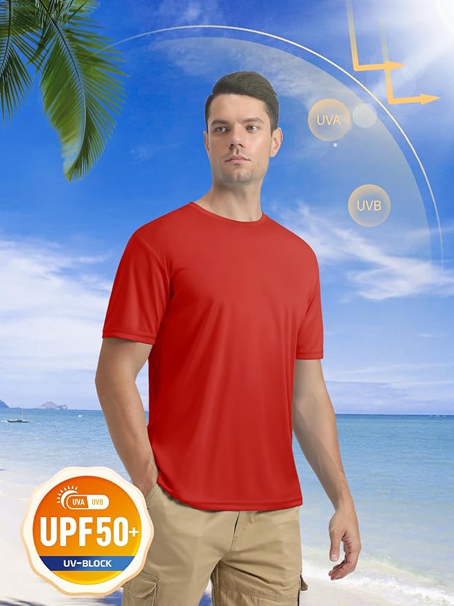MAGCOMSEN Men's Short Sleeve UPF 50+ T-Shirt Quick Dry Rash Guard Athletic Running Swim Top Tee Performance Water Shirts