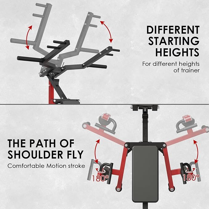 Mikolo Deltoid and Shoulder Press Machine, Lateral Raise Machine with Adjustable Seat and Backrest, 800 Weight Capacity Upper Body Machine