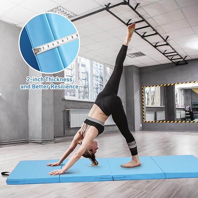 ZENOVA Gymnastics Mat 6'x3'x2''/4'x8'x2'' Exercise Mat Gym Mat for Home Aerobics Workout Foldable Tumbling Mat Children Gifts