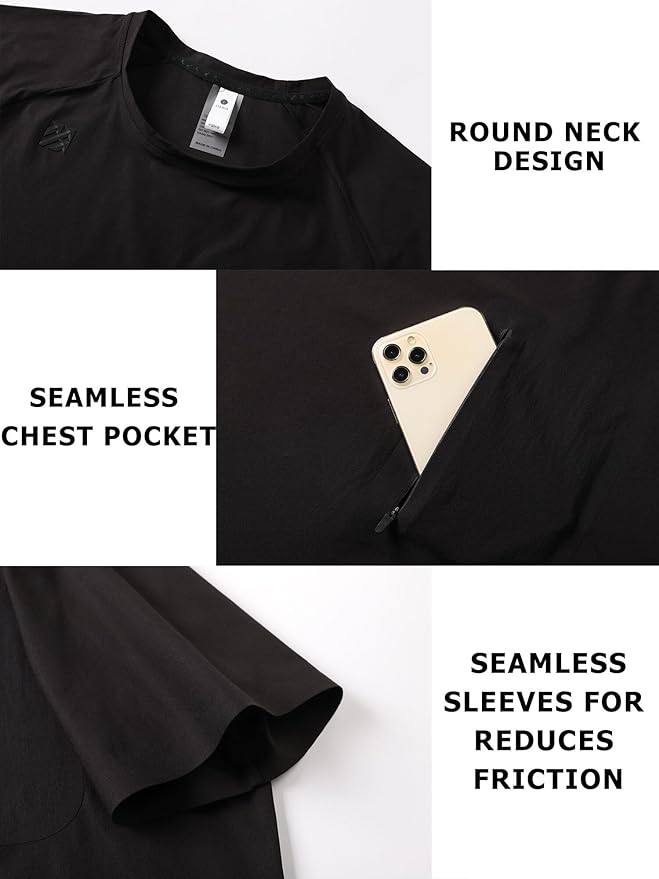 Moisture Wicking Quick Dry Soft Pickleball Workout Hiking Camping Running Shirts for Men Outdoor Sports