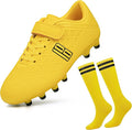 brooman Kids Firm Ground Soccer Cleats Boys Girls Football Cleats with Soccer Socks