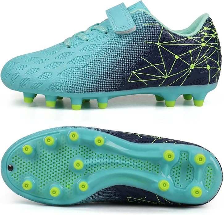 brooman Kids Firm Ground Soccer Cleats Boys Girls Athletic Outdoor Football Shoes