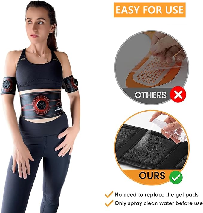 Abs Stimulator Muscle Training Fitness Workout Equipment Ab Core Toner Belt for Abdominal/Arm/Leg Full Set Fit 23''-60'' man and woman