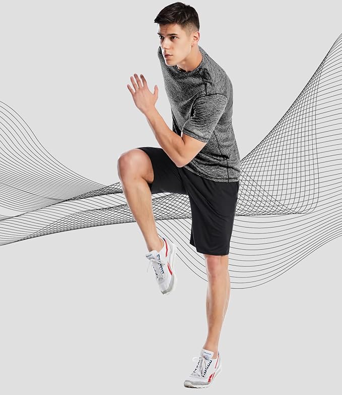Zengjo Athletic Shirts for Men Short Sleeve Quick Dry Workout Running Gym Sport Exercise Tee Moisture Wicking