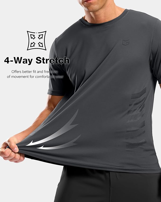 G Gradual Men's Workout Shirts Quick Dry Athletic Running T-Shirts Lightweight Moisture Wicking Short Sleeve Sports Gym Tops