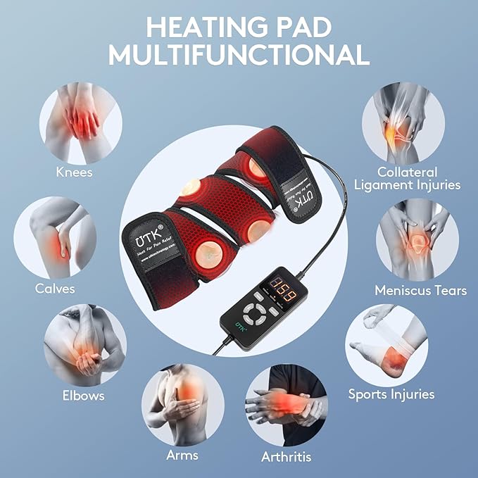 UTK Far Infrared Heating Pad, Heated Wrap with Jade for Arm Joint Elbow, Fast Heating, FSA-HSA Eligible, Hotter to 159℉, 4H Auto Off & Memory Function, 120" Extension Cord,Birthday Gifts for Men Women