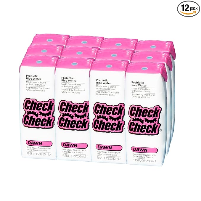 CheckCheck Prebiotic Rice Water, Dawn and Dusk Variety, 12 Pack, 8.45 Fl Oz Bottles (12 Pack, Dawn)