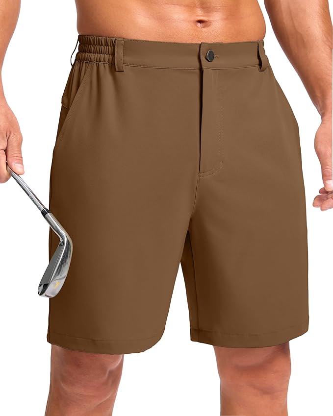 Pudolla Men's Casual Shorts 7"/9" Lightweight Golf Shorts with 3 Pockets Stretch Quick Dry Comfy Work Shorts