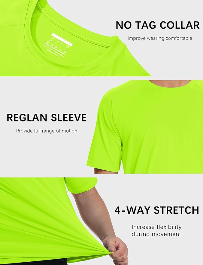 MAGCOMSEN Men's Short Sleeve UPF 50+ Sun Protection Shirts Quick Dry Athletic T-Shirt Hiking Running Swimming Rash Guard