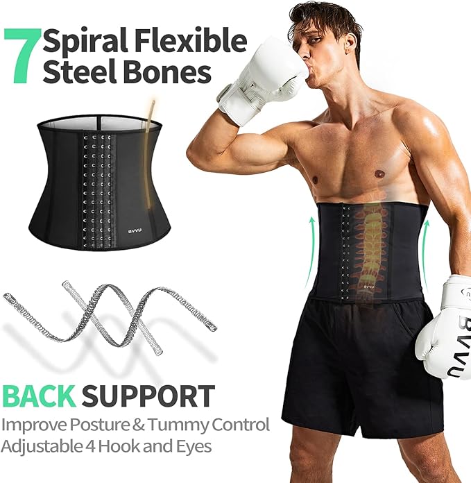 BVVU Waist Trainer for Men Waist Trimmer Tummy Control Sauna Sweat Belt Stomach Wrap Lower Belly Fat Back Support