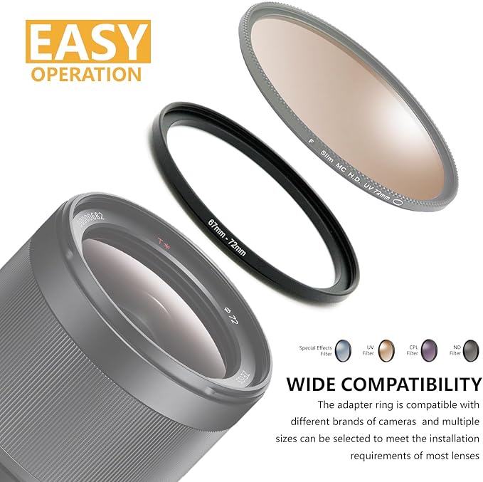 77mm to 55mm Step Up Ring Filter Adapter Black Metal Step up Adapter Rings Compatible with All Brand UV CPL ND Camera Lens Filter Step Down Ring (77mm-55mm)