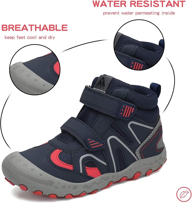 Mishansha Kids Water Resistant Hiking Boots, Boys Girls Anti Collision Anti-Skid Athletic Outdoor Adventure Trekking Shoes