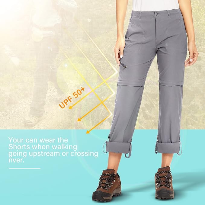 Women's Hiking Pants Convertible Zip Off Lightweight Quick Dry Outdoor Travel Camping Safari fising Pants