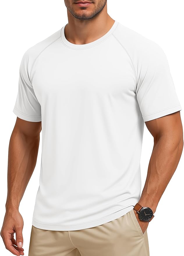 MAGCOMSEN Men's Short Sleeve UPF 50+ Sun Protection Shirts Quick Dry Athletic T-Shirt Hiking Running Swimming Rash Guard