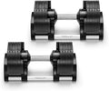 NÜOBELL® Adjustable Dumbbell Set, 5-50 LB or 5-80 LB, Easy Twist 2024-25 Model, All-In-One Weights Set (Pair) for Home, Original Manufacturer
