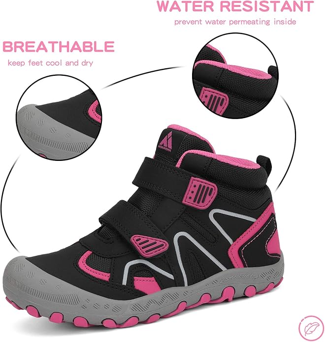 Mishansha Kids Water Resistant Hiking Boots, Boys Girls Anti Collision Anti-Skid Athletic Outdoor Adventure Trekking Shoes
