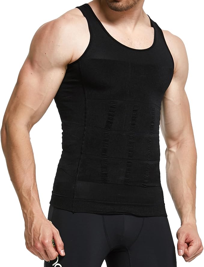 GKVK Mens Slimming Body Shaper Vest Shirt Abs Abdomen Slim