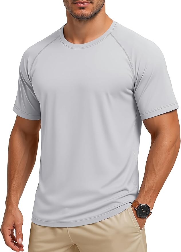 MAGCOMSEN Men's Short Sleeve UPF 50+ Sun Protection Shirts Quick Dry Athletic T-Shirt Hiking Running Swimming Rash Guard